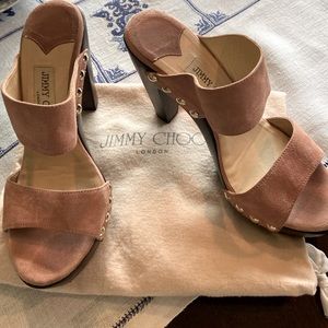 Jimmy Choo dusty pink suede slide sandal size 36 1/2 (US size 6)